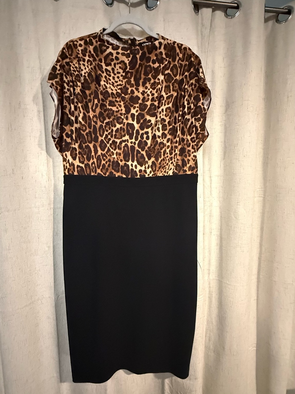Express Leopard Print Top Black Midi Dress